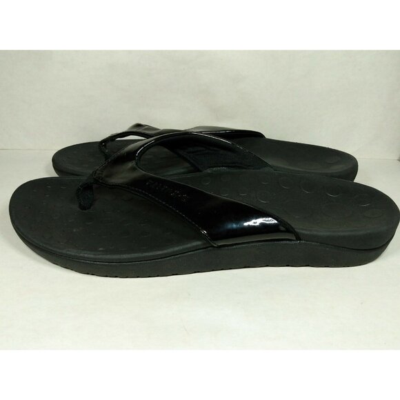 Fanture Orthotic Comfort Arch Support Thong Sandal Women Black Patent 8.5 EU 39 - Picture 3 of 8